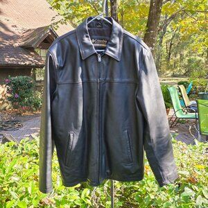 Vtg 80s Columbia Sportswear Company Leather Jacket Mens Sz L/G Black Full Zip